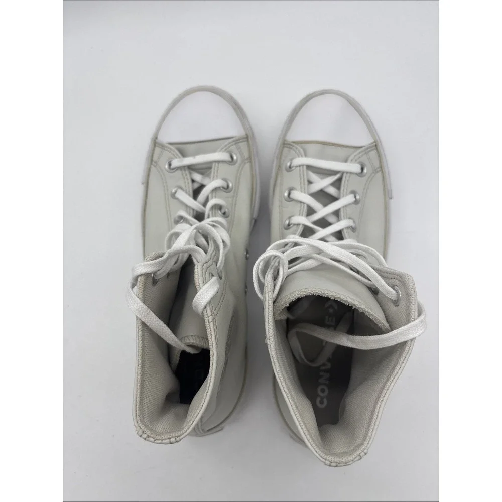 Cream Converse Chuck Taylor All Star  High Top Lift Platform Leather Women 9